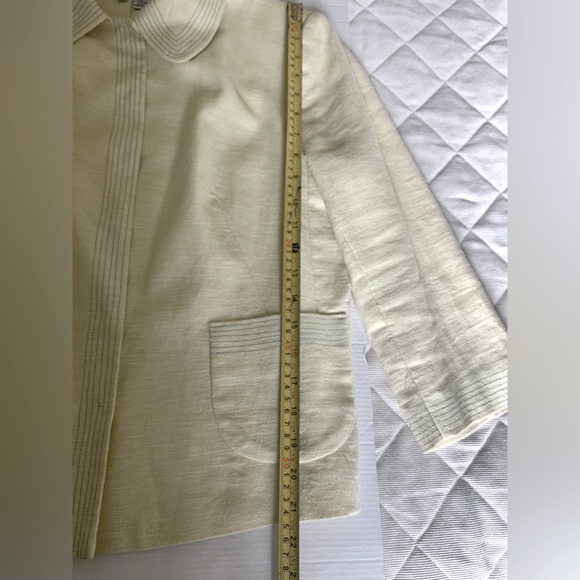 Zara Yellowish Light lime green cotton blend blazer 3/4 sleeves collared US 12 - Picture 13 of 13